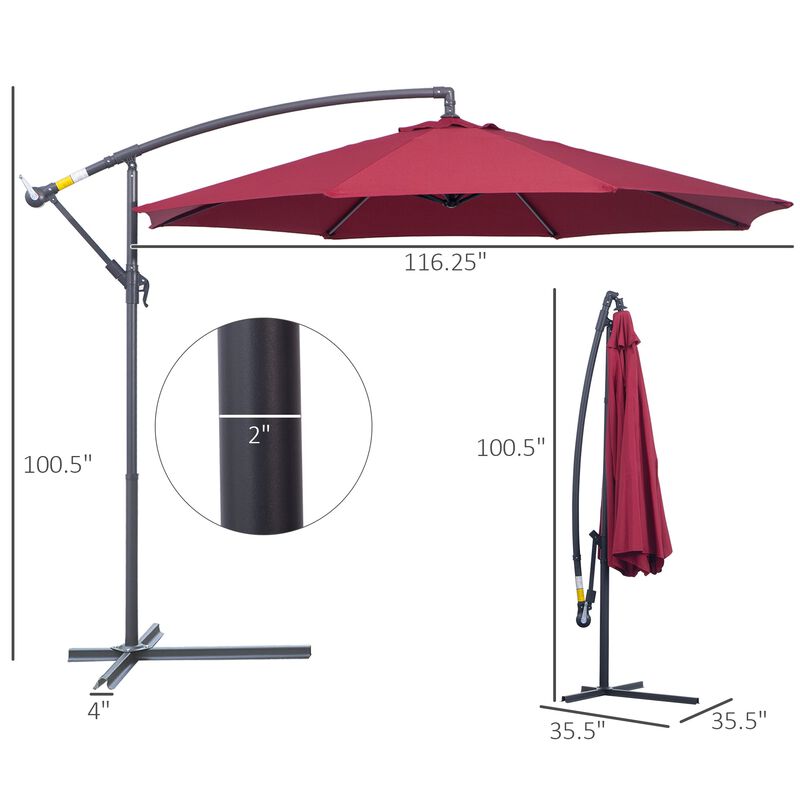 Vibrant Flexible Shade: 10' Red Cantilever Patio Umbrella with Tilt Function