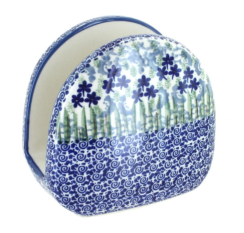 Blue Rose Polish Pottery Dots Napkin Holder