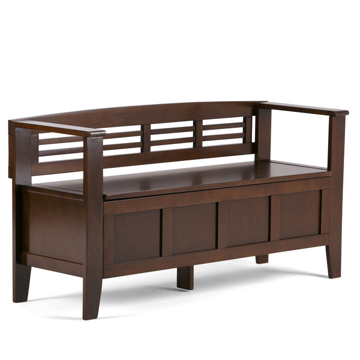 Adams SOLID WOOD 48 inch Wide Contemporary Entryway Storage Bench in Rustic Medium Brown
