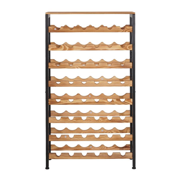 Floor Wine Storage Rack with Wood Top Holds 48 Bottles, 8 Tier Design