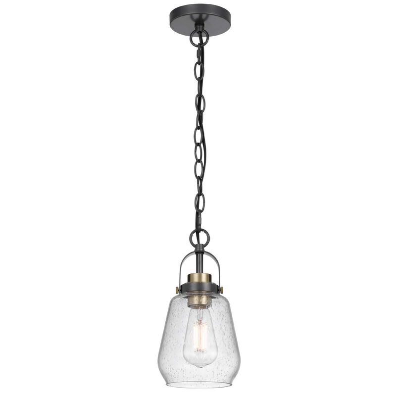 Lantern Accent Ceiling Pendant Light, Clear Glass Shade, 13 Inch Black image number 2
