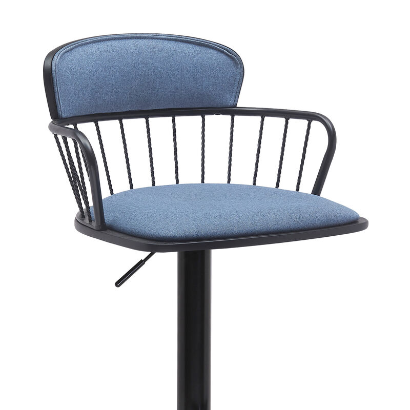 HomeRoots Fabric and Metal Adjustable-Height Bar Stool with Square Seat image number 3