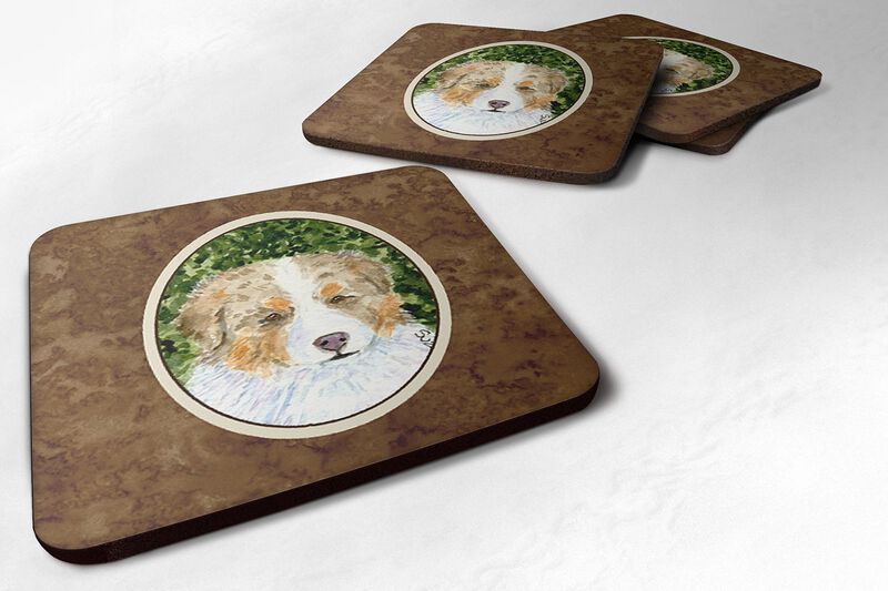Caroline's Treasures SS8732FC Australian Shepherd Foam Coasters (Set of 4), 3.5 H x 3.5 W, Multicolor image number 0