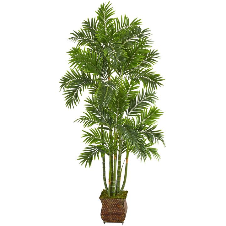 Nearly Natural 70-in Areca Palm Artificial Tree in Metal Planter
