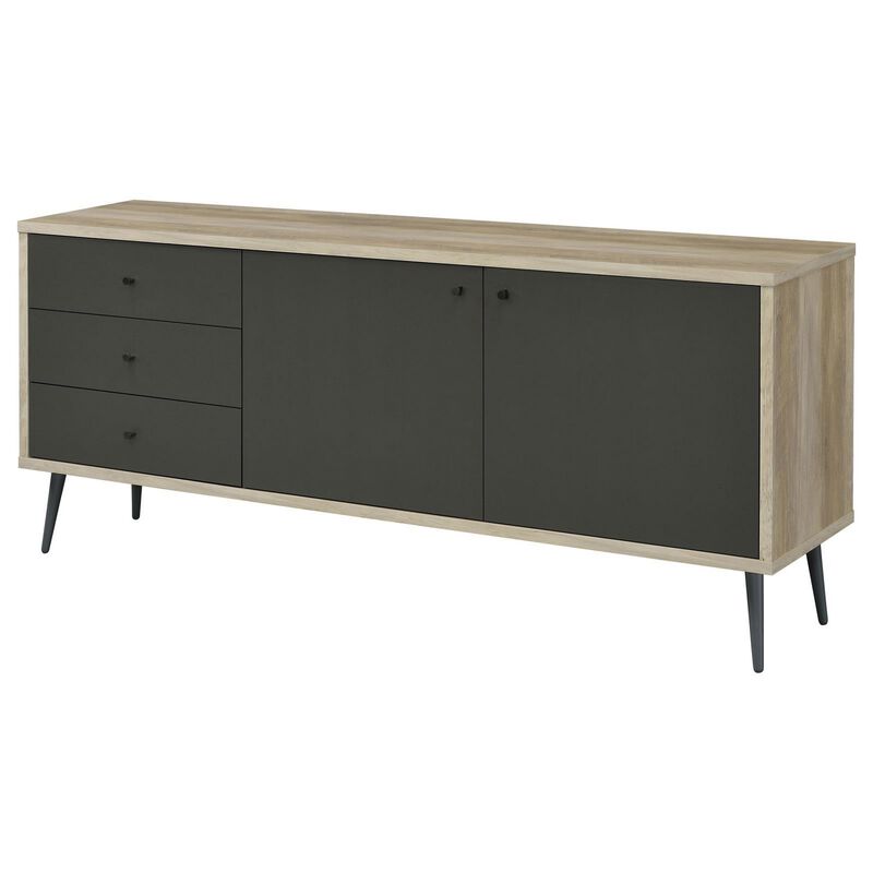 71 Inch Sideboard Console Cabinet, 2 Doors, 2 Shelves, 3 Drawers, Gray