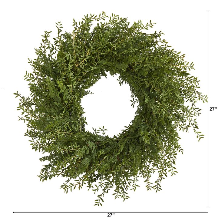 HomPlanti 27" Mixed Grass Artificial Wreath