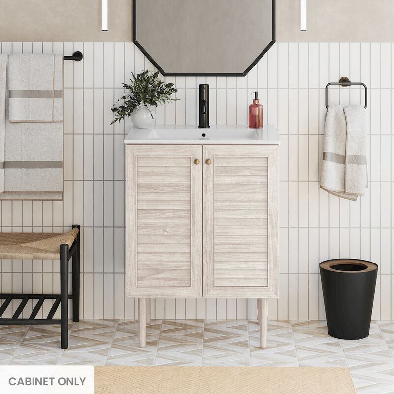 Bron 24" Freestanding Bathroom Vanity Cabinet without Top in White Oak image number 1