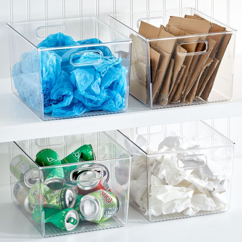 mDesign Plastic Kitchen Pantry Storage Organizer Bin with Handles, 2 Pack, Clear image number 8