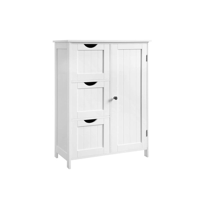 BreeBe White Bathroom Storage Cabinet with 3 Drawers
