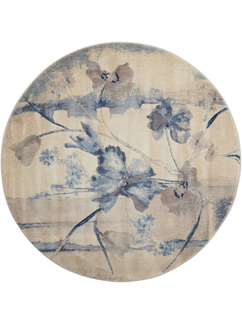 Somerset ST18 Ivory/Blue 5'6" x Round Rug