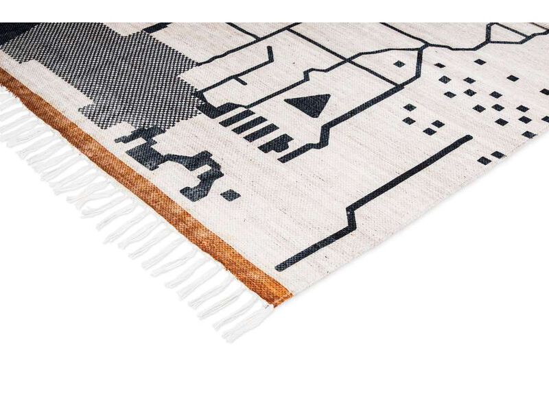 Annalise Black and Ivory Abstract Tribal PET Rug