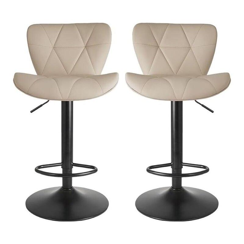 Faux Leather Swivel Bar Stools Set of 2, Adjustable Counter Height Kitchen Chairs, Iron Frame High Backrest 360&deg; Barstools for Kitchen Counter, Outdoor image number 0