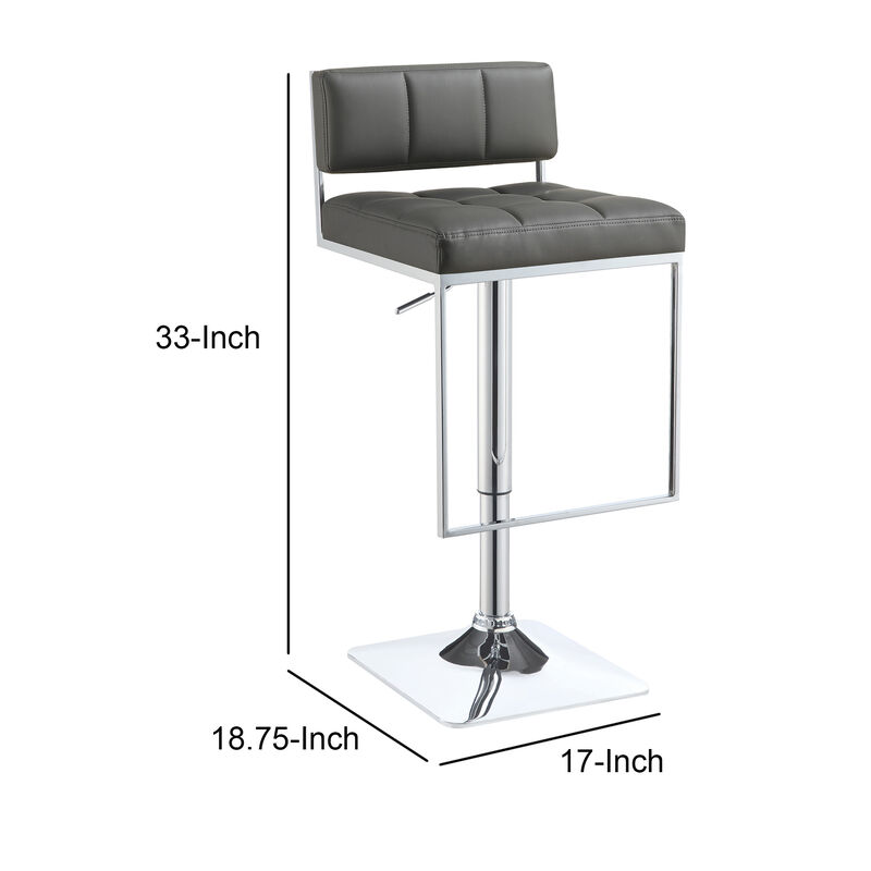 Classic Adjustable Metal Bar Stool, Gray & Silver
