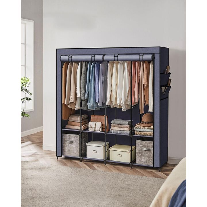 Portable Closet Wardrobe with 4 Hanging Rods and Shelves – Freestanding Clothes Organizer for Bedroom or Storage Room