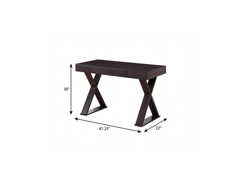 HomeRoots 47" Espresso Wood Writing Desk image number 4