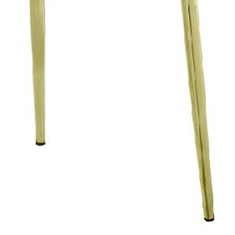 Inch 25 Inch Side Dining Chair Set of 2, White Teddy Sherpa, Gold Legs - Benzara