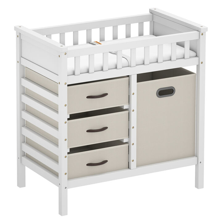 Baby Diaper Changing Station with 3 Fabric Storage Drawers for Nursery Room