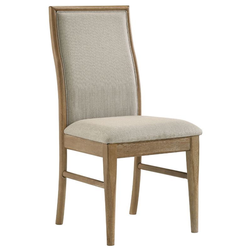 Amity Dining Chair Set of 2, Beige Textured Fabric, Natural Rubberwood image number 2