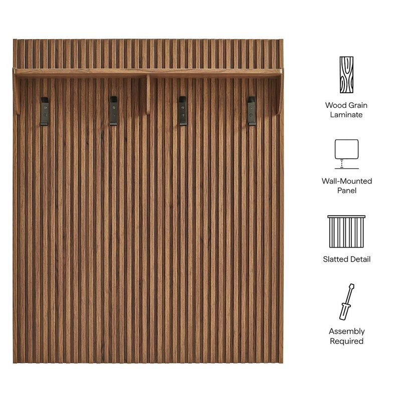 Render Fluted Coat Rack Panel With Shelf image number 2