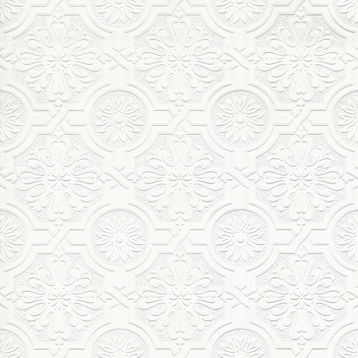 Victorian Tin Ceiling White Paintable Wallpaper