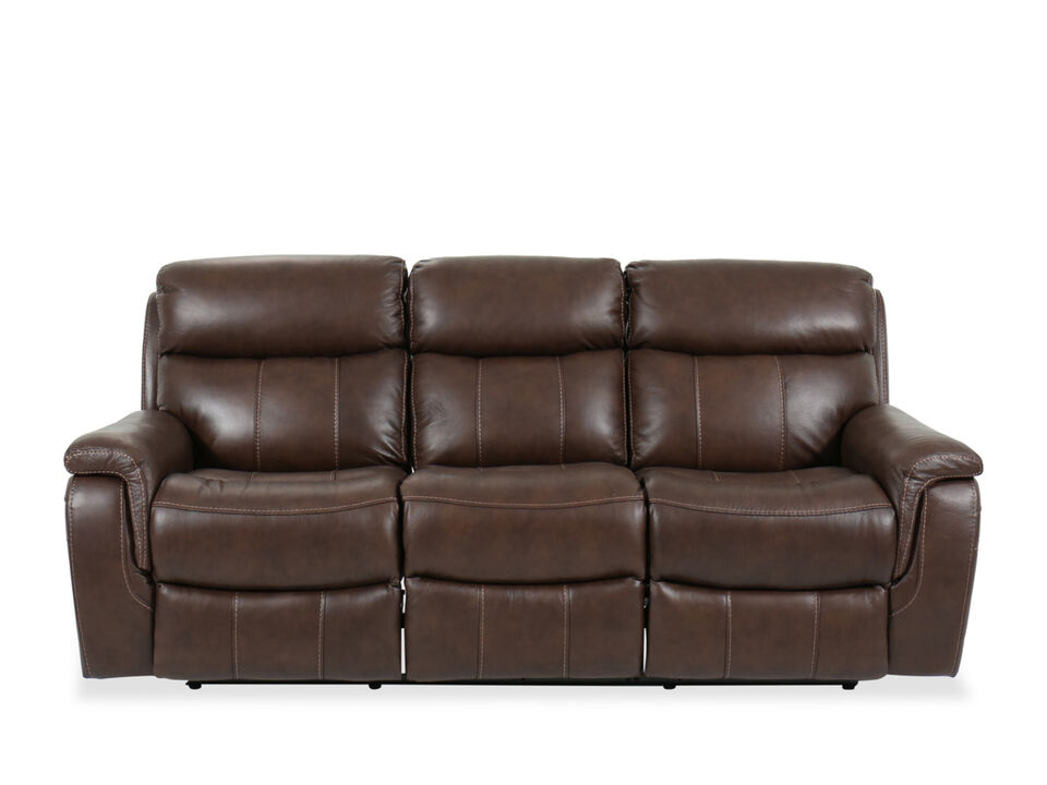 Leather Roll Arm Power Reclining Sofa