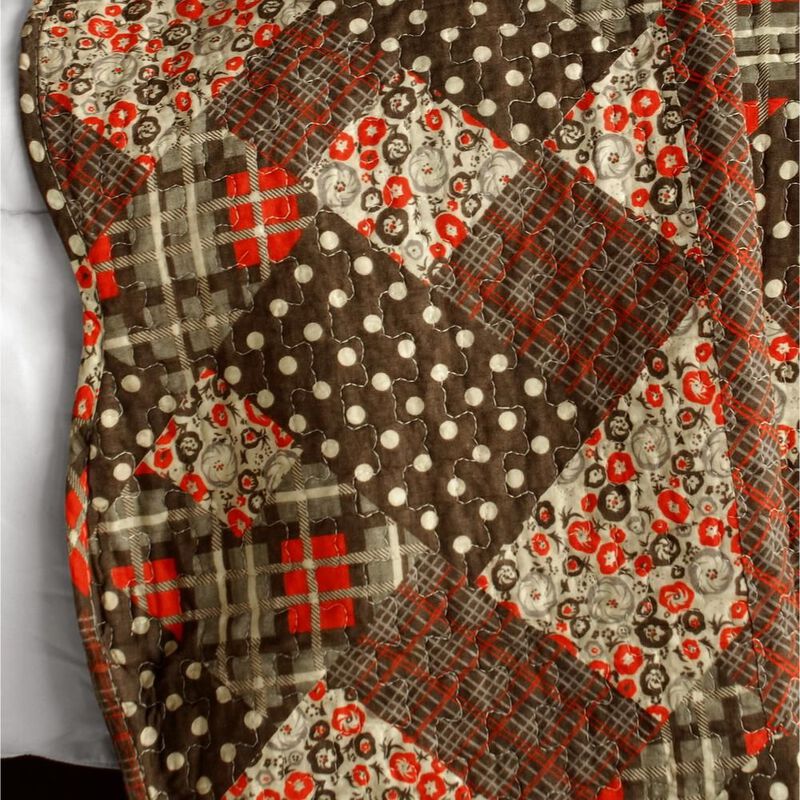 Vermicelli Quilted Cotton Striped Printed Quilt Set Queen Size Bubbly Design Set image number 3