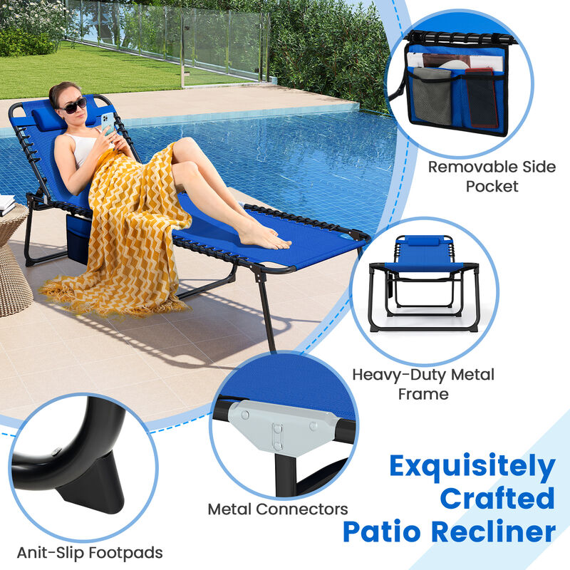 Adjustable 4 Position Folding Lounge Chair with Reclining Backrest and Footrest image number 7