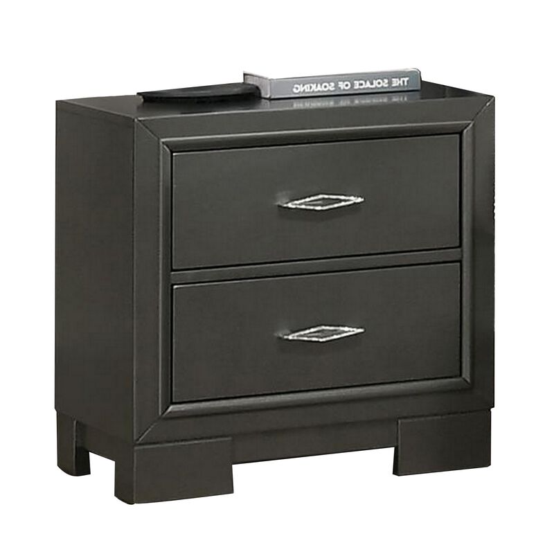 Queen Bedroom Set, Dark Gray, Metallic Gray Wood, 2 Piece Set with Nightstand image number 2