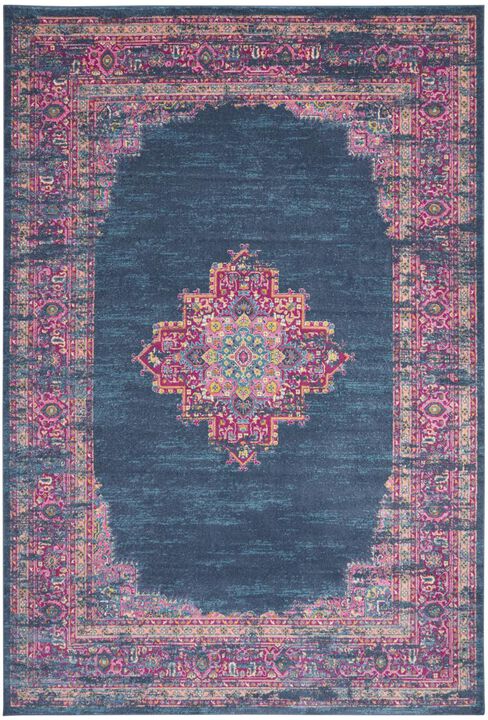 HomeRoots 12' X 15' Blue Moroccan Power Loom Distressed Area Rug