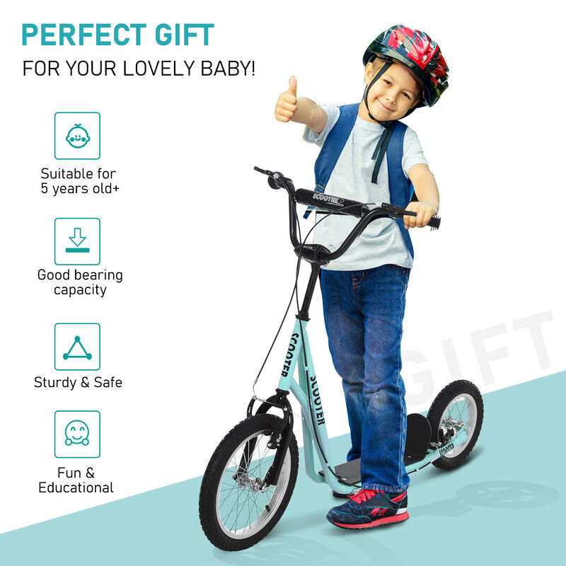 BreeBe Teens Youth Scooter Ride On Toy with Adjustable Handlebar, Dual Brakes, and Inflatable Wheels image number 3