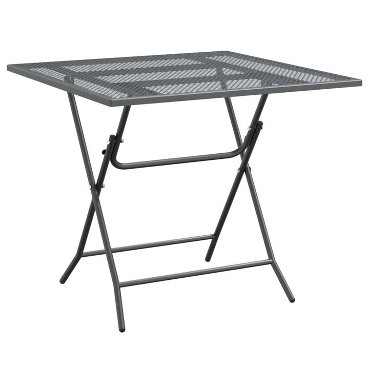 5pc Outdoor Patio Dining Table and Chairs Set, Mesh Gray Metal Frame - Benzara