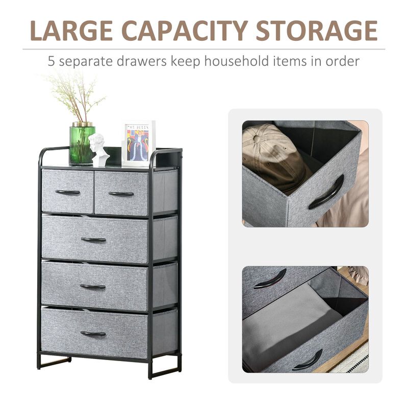 Hivvago 5-Drawer Fabric Dresser Organizer with Steel Frame image number 4