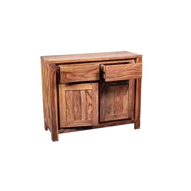 Porter Designs Urban Solid Sheesham Wood 2 Drawer Sideboard, Natural