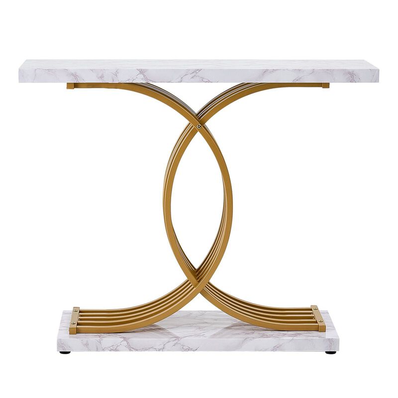 Narrow Console Table, Long Sofa Table for Entryway and Hallway with Metal Frame image number 0