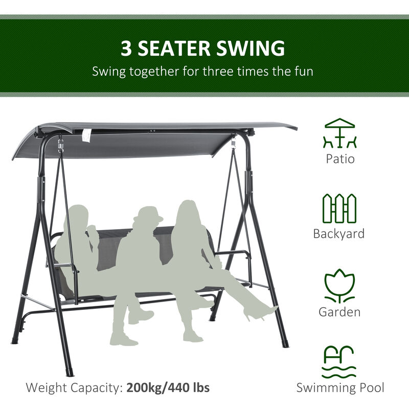 Hivvago 3-Person Outdoor Porch Swing with Stand image number 6