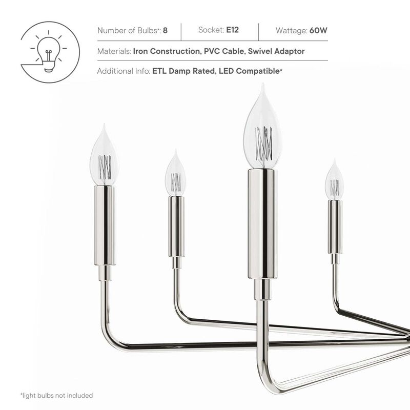 Modway Rekindle 8-Light Chandelier in Polished Nickel, Silver, 25 x 47.5 x 77.5 image number 6
