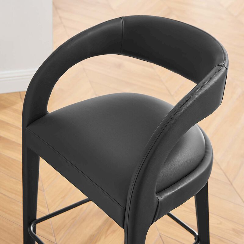 Modway EEI-6564-BLK-BLK Pinnacle Vegan Leather Counter Stool Set of Two, Black Black image number 9