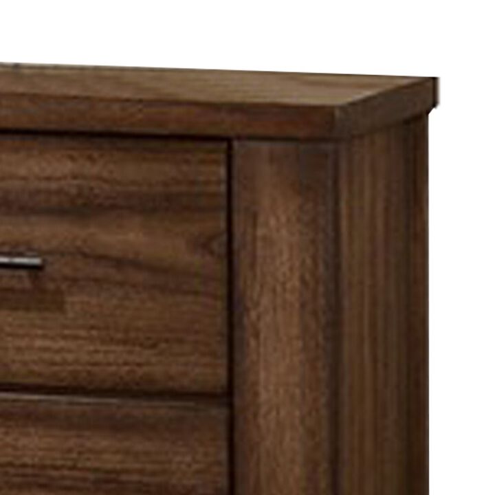 Transitional Wooden Nightstand with Two Drawers, Brown-Benzara