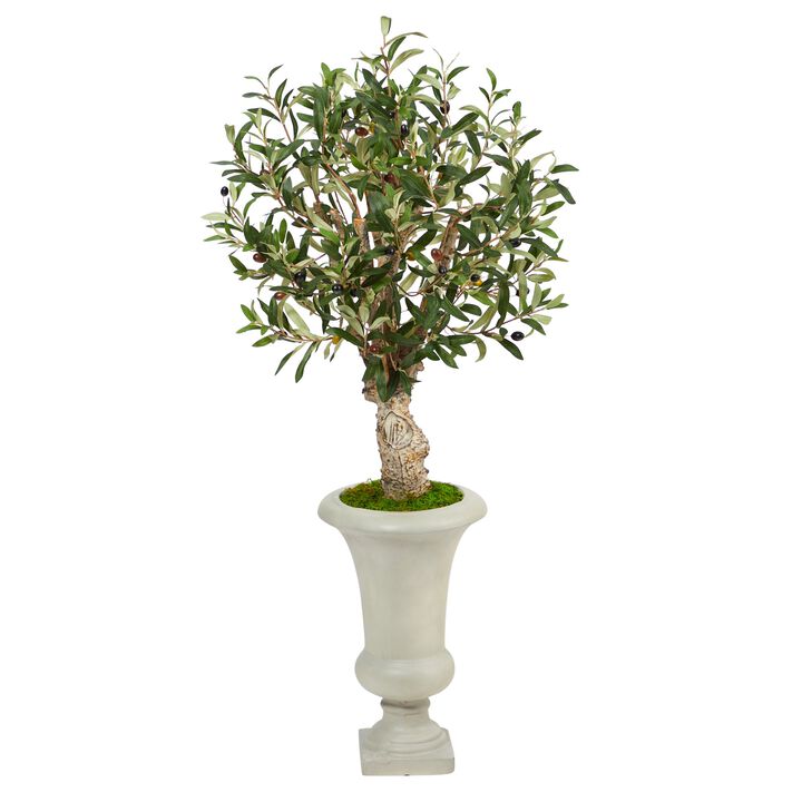 HomPlanti 3.5 Feet Olive Artificial Tree in Sand Colored Urn