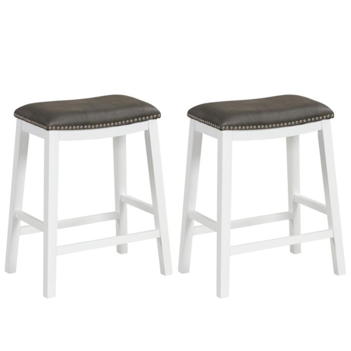 Hivvago 26 Inch Counter Height Bar Stool Set of 2 with Upholstered Seat