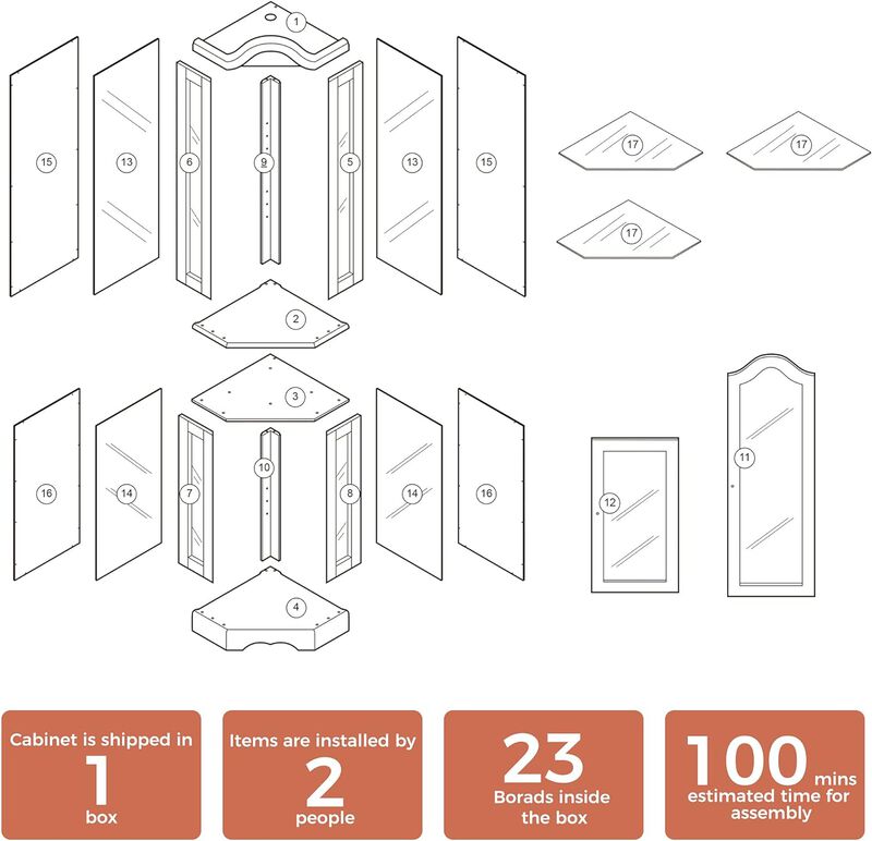 Corner Curio Cabinet with Lights Glass Display Cabinet for Collectibles & Home Decor