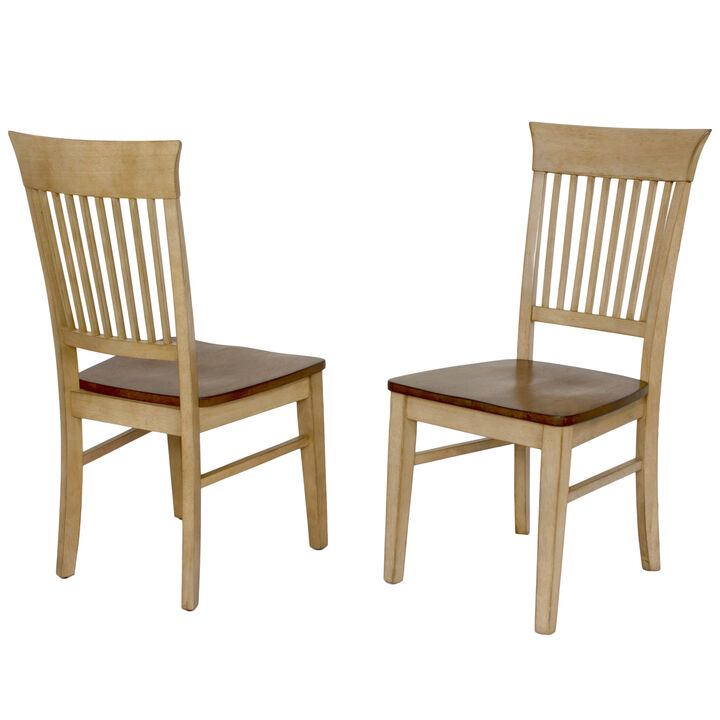 Brook Distressed Two Tone Light Creamy Wheat with Warm Pecan Brown Side Chair (Set of 2)