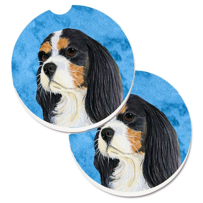 Caroline's Treasures Blue Cavalier Spaniel Set of 2 Cup Holder Car Coasters LH9369BUCARC, 2.56, Multicolor image number 0