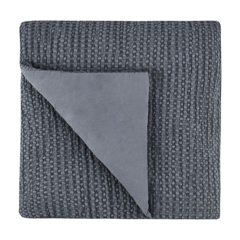 Cae King Size Quilt, Marina Blue Cotton Extra Soft Belgian Flax Linen