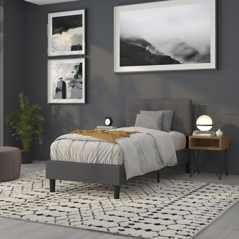 Flash Furniture Tufted Upholstered Twin Size Headboard in Dark Gray Fabric image number 8