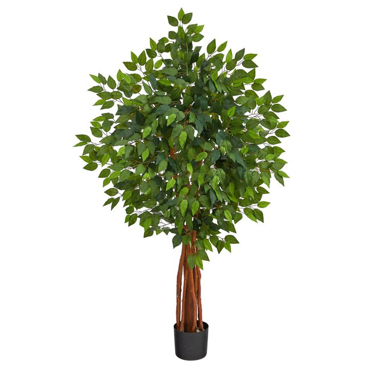 Nearly Natural 4.5-in Super Deluxe Ficus Artificial Tree with Natural Trunk