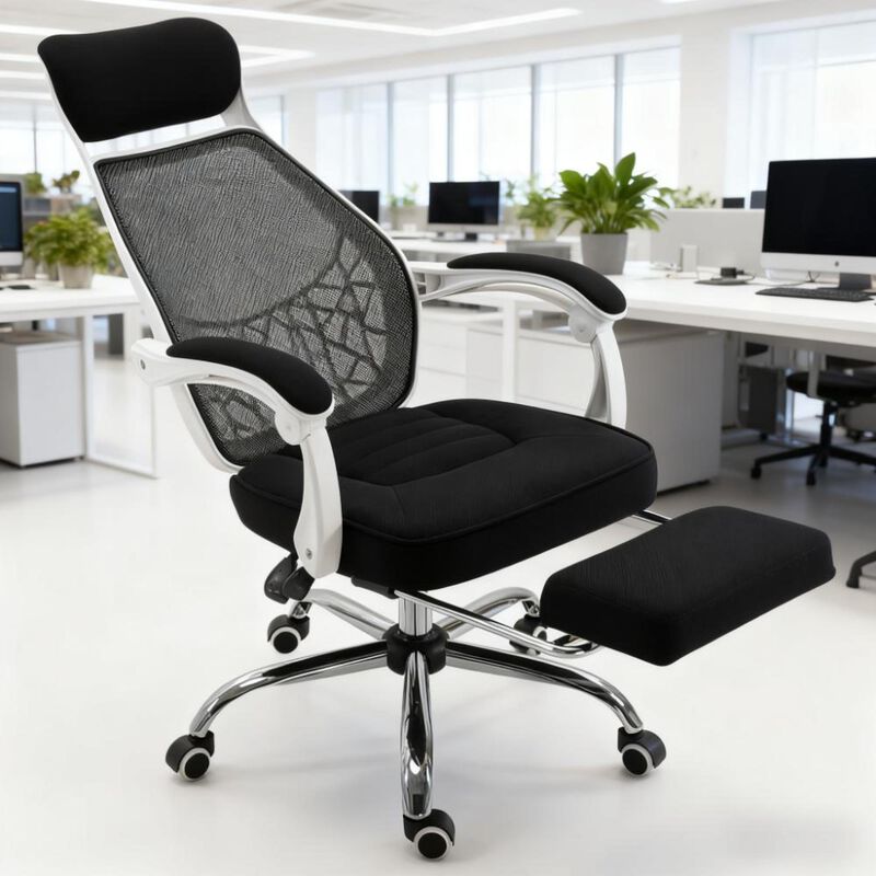 GOODSILO Ergonomic High Back Mesh Office Chair with Adjustable Lumbar Support and Retractable Footrest image number 7
