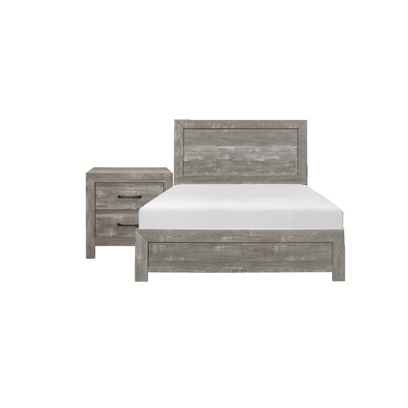 King Bedroom Set, Farmhouse Style, Gray, 2 Piece Set with Nightstand image number 0