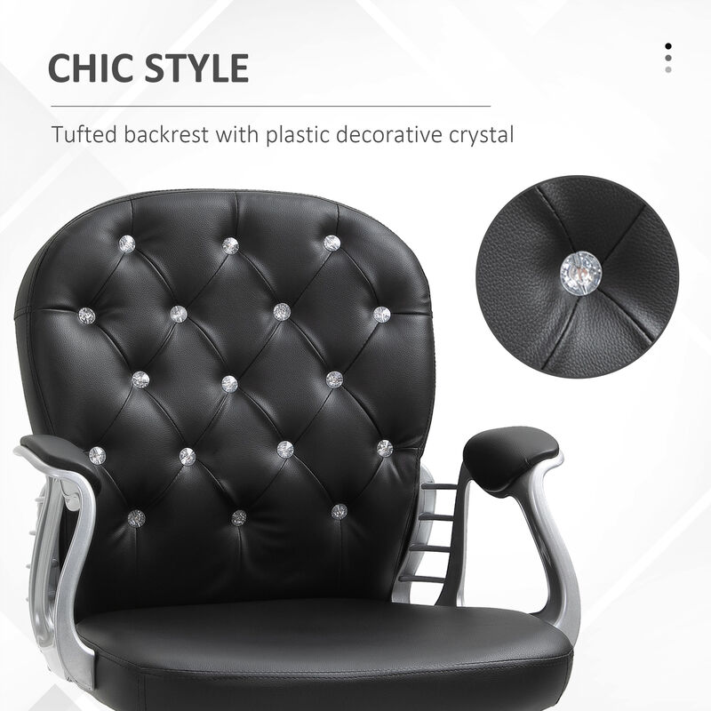 Hivvago PU Leather Office Chair with Tufted Back and Swivel Base image number 7