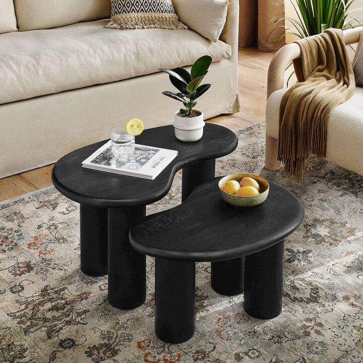 Modway Hackney Mango Wood Nesting Coffee Table Set